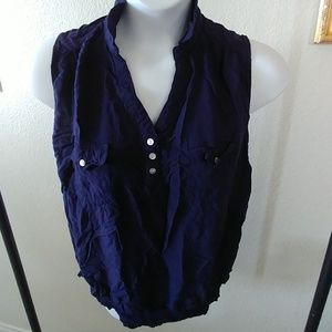 Cute linen look rayon sleeveless top 3X